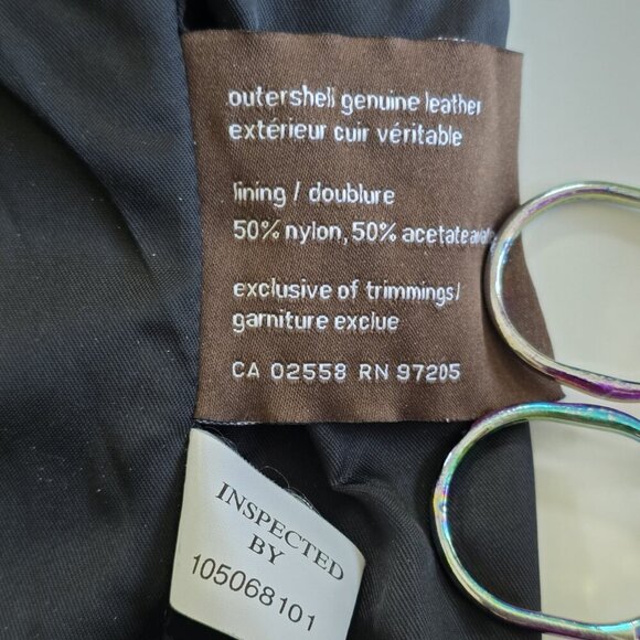 Danier Leather Jacket Men M Gray Biker Zip Striped LS Pockets Textured Rigid VTG - Picture 15 of 16